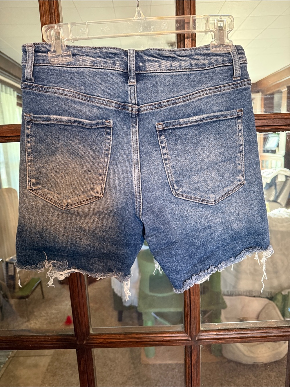 Vervet Flying Monkey Distressed High Rise Button Fly Denim Shorts M VT1041 Blue - Picture 5 of 5